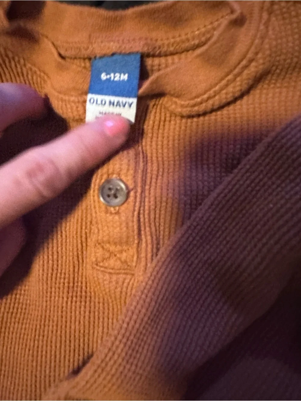 Old Navy Waffle-Knit Baby Henley Romper — Rust/Cream/Blue Bundle 6-12 months